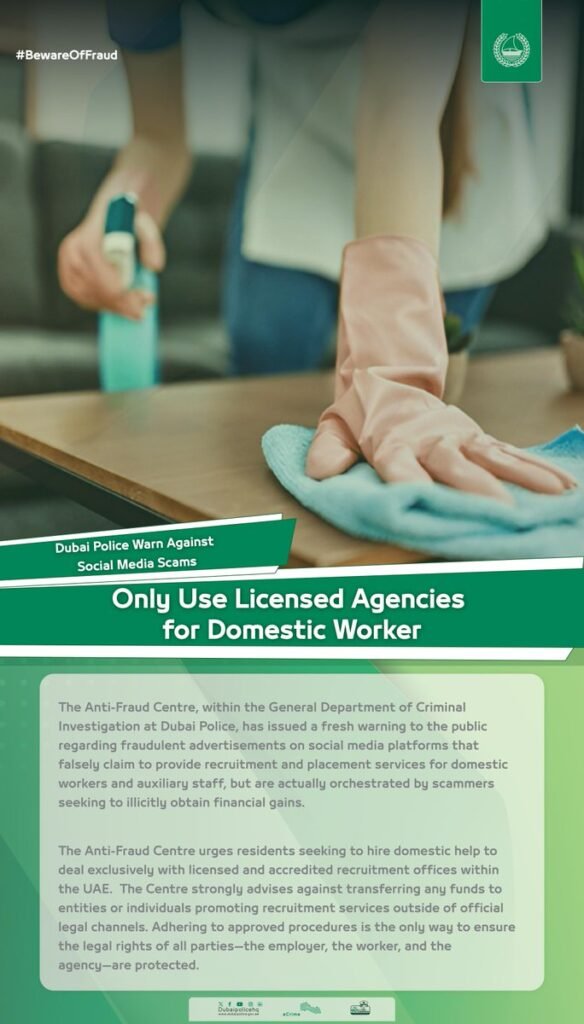 Dubai Police Warn Public About Domestic Worker Recruitment Scams on Social Media