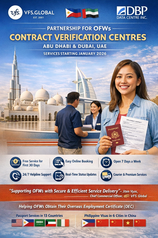 UAE based Filipino Workers able to verify contracts seamlessly via VFS Global